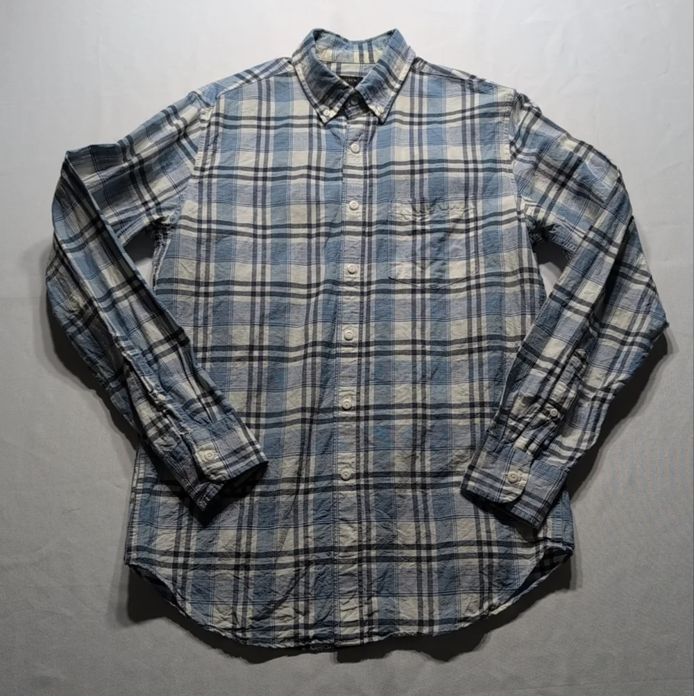 J. Crew Blue and White Casual Button Down Shirt